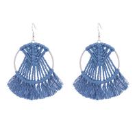 Fashion Fringe Oorbellen, Katoen draad, met Zinc Alloy, mode sieraden & voor vrouw, meer kleuren voor de keuze, 83x68mm, Verkocht door pair