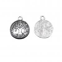 Alliage de zinc plate ronde pendentifs, Plat rond, Plaqué de couleur d'argent, Vintage & DIY, protéger l'environnement, sans nickel, plomb et cadmium, 22x18mm, Environ 100PC/sac, Vendu par sac