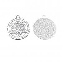 Alliage de zinc plate ronde pendentifs, Plat rond, Plaqué de couleur d'argent, Vintage & DIY, protéger l'environnement, sans nickel, plomb et cadmium, 45x40mm, Environ 100PC/sac, Vendu par sac