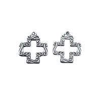 Zinc Alloy Pendant Cross antique silver color plated vintage & DIY & hollow nickel lead & cadmium free Approx Sold By Bag