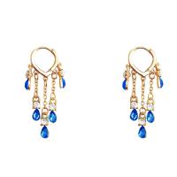 Fashion Fringe Earrings Zinc Alloy gold color plated fashion jewelry & for woman & with rhinestone golden nickel lead & cadmium free Sold By Pair