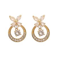 Brass Stud Earring gold color plated fashion jewelry & micro pave cubic zirconia & for woman nickel lead & cadmium free Sold By Pair