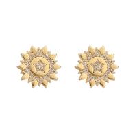 Brass Stud Earring gold color plated fashion jewelry & micro pave cubic zirconia & for woman golden nickel lead & cadmium free Sold By Pair