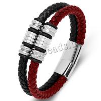 PU Schnur Armbänder, PU Leder, mit 316 L Edelstahl, poliert, Doppelschicht & Modeschmuck & unterschiedliche Länge der Wahl & unisex, keine, 12mm, verkauft von PC