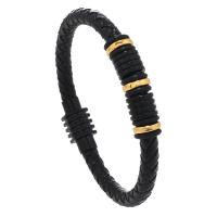 PU Cord Armband, med Zink Alloy, plated, för människan, fler färger för val, 6mm, Längd Ca 21.5 cm, Säljs av PC