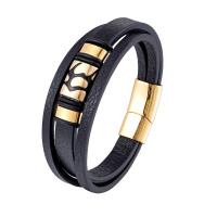 Bracelets cordon PU, cuir PU, avec acier inoxydable 316L, longueur différente pour le choix & pour homme, plus de couleurs à choisir, 14x16mm, Vendu par PC