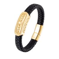 Bracelets cordon PU, cuir PU, avec acier inoxydable 316L, longueur différente pour le choix & pour homme, plus de couleurs à choisir, 15x40mm, Vendu par PC