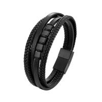 PU Leather Cord Bracelets Vacuum Ion Plating & for man Sold By PC