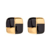 Messing Stud Earring, Plein, gold plated, mode sieraden & voor vrouw & glazuur, 22.40x22.40mm, Verkocht door pair