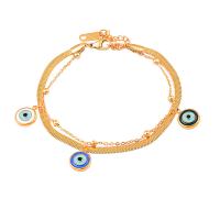 Evil Eye Schmuck Armband, 316 L Edelstahl, mit Verlängerungskettchen von 1.97inch, Doppelschicht & für Frau & Emaille, goldfarben, 10mm, Länge ca. 6.3 ZollInch, verkauft von PC