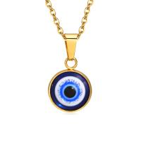 Evil Eye Smycken Collier, 304 rostfritt stål, med Harts, med 1.97inch extender kedja, mode smycken & för kvinna, gyllene, 13.50x17mm, Längd Ca 15.75 inch, Säljs av PC