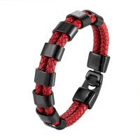 PU Schnur Armbänder, PU Leder, mit 316 L Edelstahl, Doppelschicht & unterschiedliche Länge der Wahl & unisex & verschiedene Stile für Wahl, rot, verkauft von PC