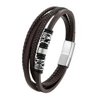 PU Leather Cord Bracelets with 316L Stainless Steel & for man Sold By PC