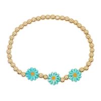 Bracelets en laiton, avec coquille, fleur, Placage, pour femme, plus de couleurs à choisir, protéger l'environnement, sans nickel, plomb et cadmium, Longueur Environ 17.5 cm, Vendu par PC