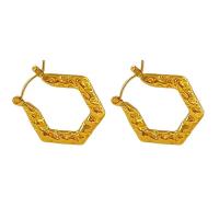 Acier inoxydable Levier Retour Earring, Acier inoxydable 304, Placage, bijoux de mode, Or, 25x4x21mm, Vendu par paire