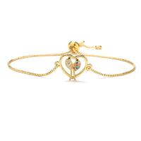 metal Pulsera, 18K chapado en oro, cadena de caja & diferentes estilos para la opción & micro arcilla de zirconia cúbica & para mujer & hueco, longitud aproximado 6-9.5 Inch, Vendido por UD