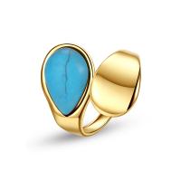 Bague en acier inoxydable, Acier inoxydable 316, avec turquoise, bijoux de mode & pour femme, deux couleurs différentes, 12.50mm, Vendu par PC