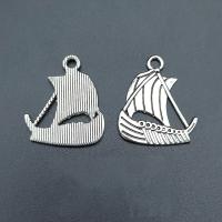 Køretøj Shaped Zinc Alloy Pendler, Sejl båd, antik sølv farve forgyldt, Vintage & du kan DIY, nikkel, bly & cadmium fri, 25x21mm, Ca. 100pc'er/Bag, Solgt af Bag