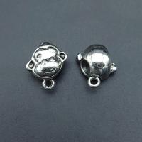 Perles de Bail en alliage de zinc , singe, Plaqué de couleur d'argent, Vintage & DIY, protéger l'environnement, sans nickel, plomb et cadmium, 16x14mm, Environ 100PC/sac, Vendu par sac