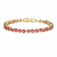 Bracelets en laiton, avec cristal, Placage de couleur d'or, bijoux de mode & pour femme, rose, protéger l'environnement, sans nickel, plomb et cadmium, 6mm, Longueur Environ 18 cm, Vendu par PC