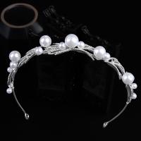 Hair Bands Zinc Alloy with Plastic Pearl silver color plated fashion jewelry & for woman & with rhinestone silver color nickel lead & cadmium free 170*160*30mm 440mm Sold By PC