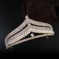 Diadema, lega in zinco, with perla in plastica, placcato, gioielli di moda & per la donna & con strass, nessuno, assenza di nichel,piombo&cadmio, 150*65mm,330mm, Venduto da PC