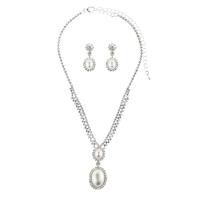 Sieraden Sets, oorbel & halsketting, Bergkristal, met Plastic Pearl & Messing, silver plated, voor vrouw, 10.3cm,3cm, Lengte 45 cm, Verkocht door Stel