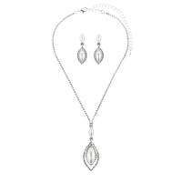 Sieraden Sets, oorbel & halsketting, Bergkristal, met Messing, silver plated, voor vrouw, 5.5cm,3.8cm, Lengte 45 cm, Verkocht door Stel