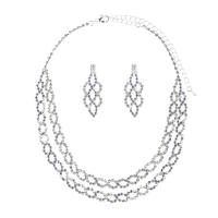 Sieraden Sets, oorbel & halsketting, Bergkristal, met Messing, silver plated, voor vrouw, 11cm,4.6cm, Lengte 45 cm, Verkocht door Stel