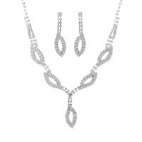 Sieraden Sets, oorbel & halsketting, Bergkristal, met Messing, silver plated, voor vrouw, 12cm,1.5x5cm, Lengte 45 cm, Verkocht door Stel