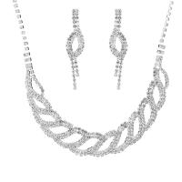 Sieraden Sets, oorbel & halsketting, Bergkristal, met Messing, silver plated, voor vrouw, 19cm,1.5x6cm, Lengte 45 cm, Verkocht door Stel