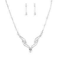 Sieraden Sets, oorbel & halsketting, Bergkristal, met Messing, silver plated, voor vrouw, 5.3cm,0.4x2.9cm, Lengte 45 cm, Verkocht door Stel