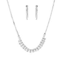 Sieraden Sets, oorbel & halsketting, Bergkristal, met Messing, silver plated, voor vrouw, 9.5cm,0.5x3.2cm, Lengte 45 cm, Verkocht door Stel