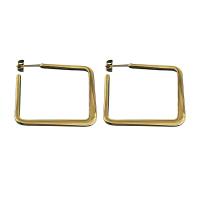 Roestvrij staal Stud Earrings, 304 roestvrij staal, Plein, plated, mode sieraden, gouden, 37x37mm, Verkocht door pair