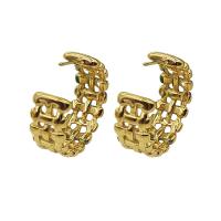 Stainless Steel Stud Earrings 304 Stainless Steel plated fashion jewelry golden Sold By Pair