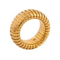 Vinger Ring in edelstaal, 304 roestvrij staal, plated, mode sieraden & verschillende grootte voor keus & voor de mens, gouden, 12mm, Maat:8-10, Verkocht door PC