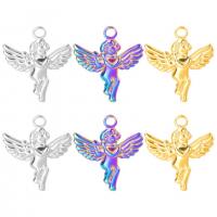 Acier inoxydable 304 Pendentif, ange, chaîne ovale & styles différents pour le choix, plus de couleurs à choisir, 21x23x3mm, Trou:Environ 2mm, Longueur 50 cm, Vendu par PC