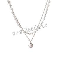 Mode Multi laag ketting, Zinc Alloy, met Plastic Pearl, met 5cm extender keten, plated, Dubbele laag & mode sieraden & voor vrouw, meer kleuren voor de keuze, nikkel, lood en cadmium vrij, Lengte Ca 30 cm, Ca 40 cm, Verkocht door PC