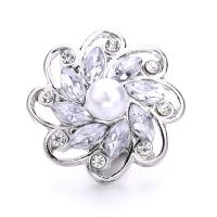 Zinc Alloy Snap Button Bracelet Clasp with Plastic Pearl Flower platinum color plated fashion jewelry & DIY & with rhinestone nickel lead & cadmium free Sold By PC