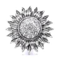 Zinc Alloy Snap Button Bracelet Clasp Flower platinum color plated fashion jewelry & DIY & with rhinestone nickel lead & cadmium free 18mm Sold By PC