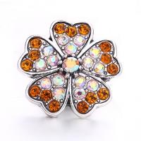 Zinc Alloy Snap Button Bracelet Clasp Flower platinum color plated fashion jewelry & DIY & with rhinestone nickel lead & cadmium free Sold By PC