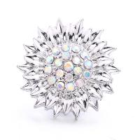 Zinc Alloy Snap Button Bracelet Clasp Flower platinum color plated fashion jewelry & DIY & with rhinestone nickel lead & cadmium free Sold By PC