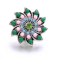 Zinc Alloy Snap Button Bracelet Clasp Flower platinum color plated fashion jewelry & DIY & with rhinestone nickel lead & cadmium free Sold By PC