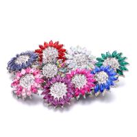 Zinc Alloy Snap Button Bracelet Clasp Flower platinum color plated fashion jewelry & DIY & with rhinestone nickel lead & cadmium free Sold By PC