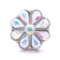 Zinc Alloy Snap Button Bracelet Clasp Flower platinum color plated fashion jewelry & DIY & with rhinestone nickel lead & cadmium free Sold By PC