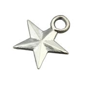 Sinkkiseos Star riipus, Tähti, antiikki hopea päällystetty, tee-se-itse, nikkeli, lyijy ja kadmium vapaa, 12x10x0.2mm, Reikä:N. 0.3mm, Myymät PC