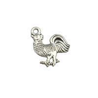 Zinc Alloy Animal Pendler, Cock, antik sølv farve forgyldt, du kan DIY, nikkel, bly & cadmium fri, 19x15x0.2mm, Hole:Ca. 0.2mm, Solgt af PC