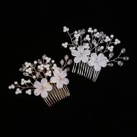 Decorative Hair Combs Zinc Alloy with Crystal & Plastic Pearl handmade fashion jewelry & for woman nickel lead & cadmium free Sold By PC