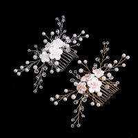 Decorative Hair Combs Zinc Alloy with Crystal & Plastic Pearl handmade fashion jewelry & for woman nickel lead & cadmium free Sold By PC