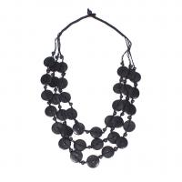 Collier bijoux de mode, noix de coco, trois couches & pour femme, noire, Longueur Environ 23.23 pouce, Vendu par PC